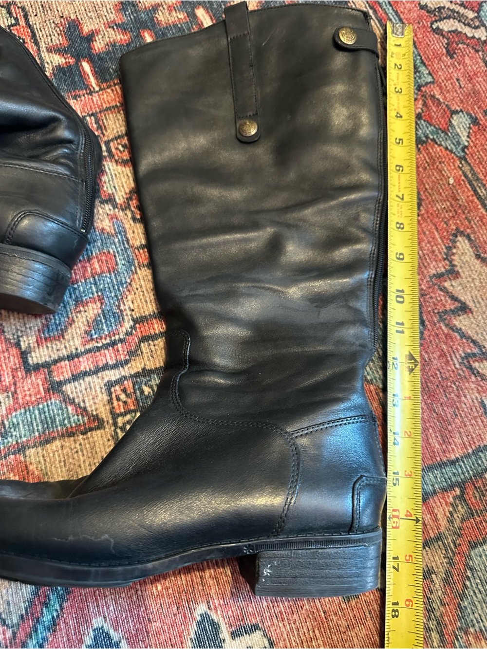 Sam Edelman black leather riding boot 8 W and wide calf